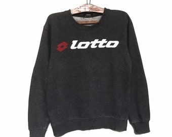 Rare! Vintage LOTTO Italian Sport Design Big Logo Embroidery CreCrewneck Sweatshirt Jumper Pullover Spellout Logo Sportwear / Size Medium