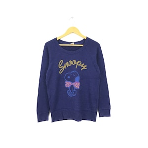 Rare! Peanuts Snoopy Charlie Brown Flying Ace Woodstock Cartoon Big Logo Spellout Crewneck Sweatshirt Jumper Pullover Style Fashion/ Size M