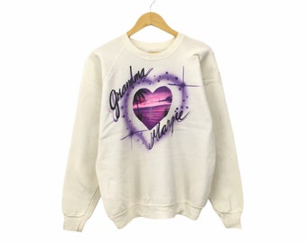 ¡Raro! Sudadera vintage de los 90 de Grandma Margie Love Steinwurtzel con logo grande y cuello redondo. Estilo jersey. Diseño de moda. Talla XL.