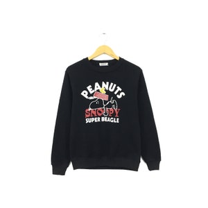 Rzadkość! Peanuts Snoopy Charlie Brown Latający As Woodstock Cartoon Duże logo Spellout Bluza z okrągłym dekoltem Sweter Sweter Styl Moda / Rozmiar M