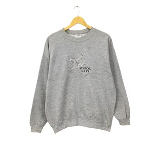 Zeldzaam! ST CROIX USVI Hanes groot logo borduurwerk Spelout vintage sweatshirt ronde hals trui trui stijl modeontwerp / maat medium
