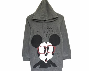 Rare! Mickey Mouse Cartoon Disney Minnie Mouse Big Logo Hoodies Crewneck Sweatshirt Jumper Pullover Spellout Style Fashion / Size Large