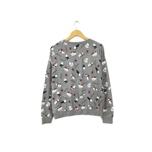 Rare! Cat Meow Full Print Crewneck Sweatshirt Jumper Pullover Spellout Style Fashion Streetwear Designer / Size Medium