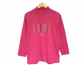 レア！ヴァレンティノ クリスティスポーツ パリ ビッグロゴ刺繍 マルチカラー ヴィンテージ クルーネック スウェットシャツ ジャンパー プルオーバー ファッション / サイズM