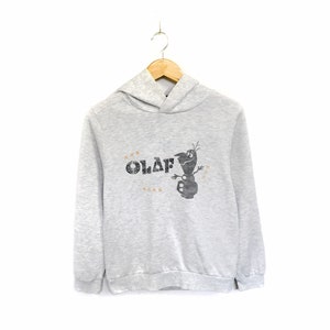 Rare! Disney Frozen Olaf Cartoon Big Logo Spellout Hoodies Sweatshirt Pullover Sweater Style Fashion Designer Streetwear / Size Medium