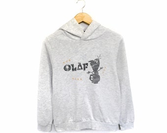 Rare! Disney Frozen Olaf Cartoon Big Logo Spellout Hoodies Sweatshirt Pullover Sweater Style Fashion Designer Streetwear / Size Medium