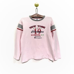 ¡Excepcional! Camiseta vintage Champion con logo grande, sudadera de manga larga y cuello redondo, Nueva York / ropa urbana / ropa deportiva / Talla M