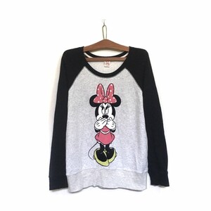 Selten ! Minnie Maus Micky Maus Disney Cartoon Big Logo Crewneck Sweatshirt Pullover Spellout Pullover / Größe Large