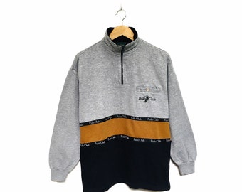 Rare! Polo Club Small Logo Embroidery Spellout Vintage Pullover Crewneck Sweatshirt Jumper Polo club Style Fashion Designer / Size Medium