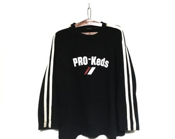 Rare! Vintage Pro Keds Big Logo Embroidery Crewneck Sweatshirt Hoodies Pullover Spellout / Size Large