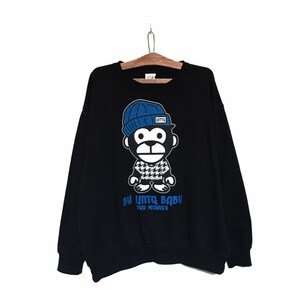 Rare Uittg Baby Cartoon Big Logo Embroidery Crewneck Sweatshirt Jumper Pullover Spellout Big Size / Size 3 Large