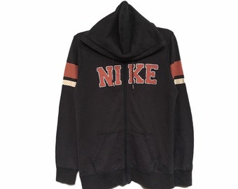 Selten ! Vintage Nike Swoosh GET IT Big Logo Stickerei Hoodies Sweatshirt Reißverschluss Pullover Pullover Spellout Sportswear / Größe Medium