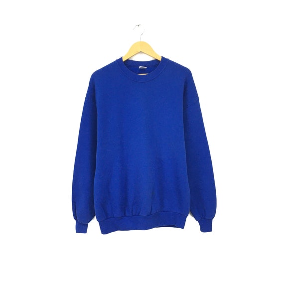 Vintage 90s Plain Design Crewneck Sweatshirt Pullover Sweatshirt Blue Colour 2XL Size Rare Item