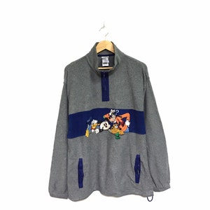 Rare! Mickey Mouse Donald Duck Dog Cartoon The Disney Store Big Logo Crewneck Sweatshirt Hoodies Pullover Vintage Fashion / Size XLarge