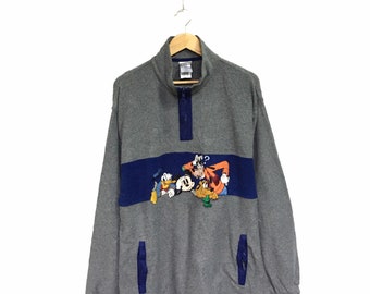 Rare! Mickey Mouse Donald Duck Dog Cartoon The Disney Store Big Logo Crewneck Sweatshirt Hoodies Pullover Vintage Fashion / Size XLarge