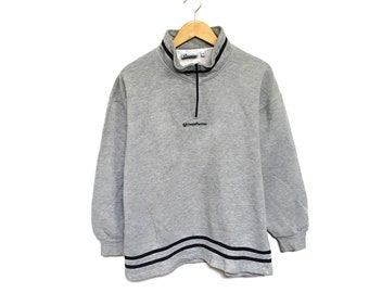 Rare! Sergio Tacchini Styled In Italy Half Zip Small Logo Embroidery Spellout Vintage Sweatshirt Crewneck Pullover Jumper / Size Medium