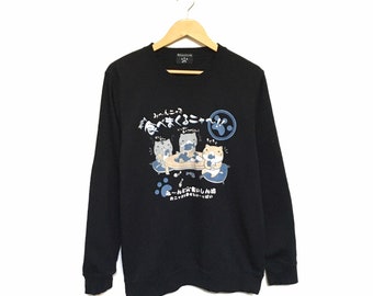 Rare! Necobuchi San Big Logo Spellout Crewneck Sweatshirt Jumper Pullover Cartoon Japan Vintage / Size Large