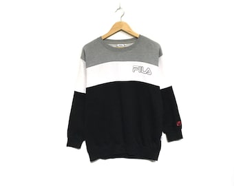 ¡Raro! Sudadera Fila con logo grande y bloques de color, cuello redondo, jersey, estampado, ropa deportiva, streetwear, casual, Fila Bj Bjorn Borg Fashion / Talla grande