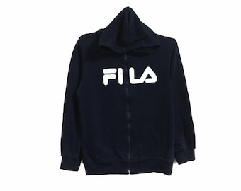 Rare! Fila Big Print Spell Out Logo Crewneck Sweatshirt Hoodie Jumper/Streetwear/Sportswear/ Size Small