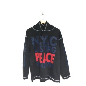 Rare! N.Y.C Lasting Peace Hand Brake Big Logo Spellout Hoodies Pullover Sweatshirt Longsleeve Vintage / Size X Large