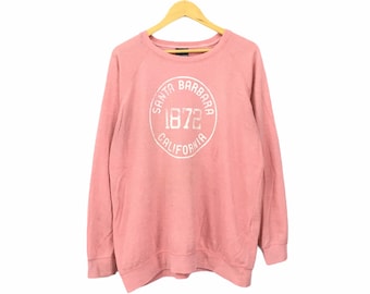 Sällsynt! Santa Barbara Kalifornien Stor Logotyp Broderad Rund Hals Tröja Tröja Pullover Stil Modedesigner Mv Sport / Storlek XXL