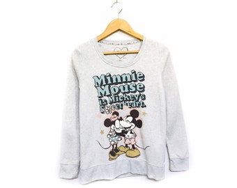 Zeldzaam! Minnie Mouse Sweetheart Cartoon Disney Mickey Mouse sweater met ronde hals Hoodies Trui Trui Spellout Stijl Mode / Maat Medium