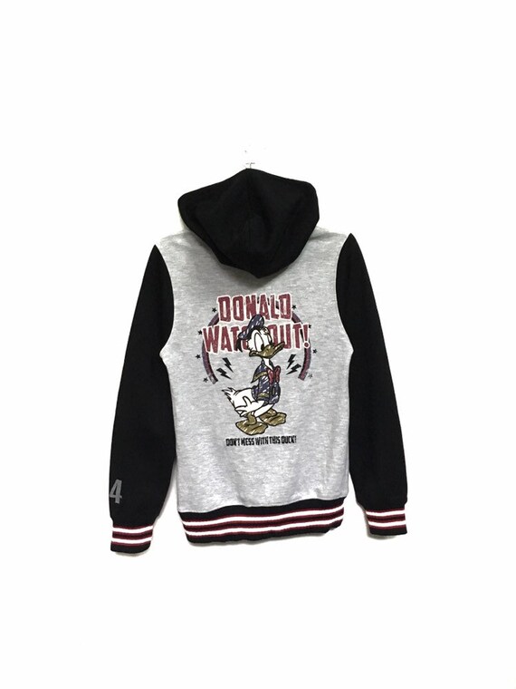 Pull Vintage Bleu Col Rond Mickey & Donald Duck - Taille M Unisexe - Occasion Avec Petit Trou Réparable