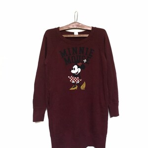 Rare! Vintage Minnie Mouse Mickey Mouse Disney Cartoon Big Logo Embroidery Crewneck Sweatshirt Jumper Spellout Pullover / Size Small