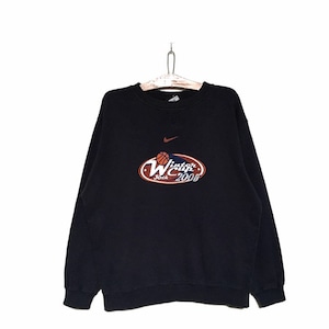 Selten ! Nike Swoosh Winter Cup Basketball Big Logo Spellout Rundhals Sweatshirt Pullover Pullover Pullover 90er Jahre Vintage Sportswear / Size Large