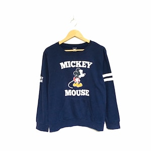 Rare! Mickey Mouse Cartoon Disney Minnie Mouse Big Logo Crewneck Sweatshirt Hoodies Jumper Pullover Spellout Style Fashion / Size Large
