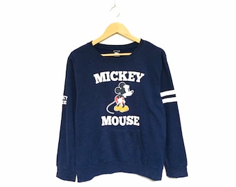 Rare! Mickey Mouse Cartoon Disney Minnie Mouse Big Logo Crewneck Sweatshirt Hoodies Jumper Pullover Spellout Style Fashion / Size Large