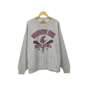 Rare! Cougars Washington State University Rose Bowl USA Vintage 90s Big Logo Spellout Crewneck Sweatshirt Jumper Pullover / Size XLarge
