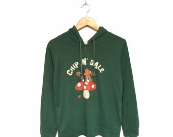 Rare! Chip N Dale Cartoon Disney By Belle Maison Big Logo Hoodies Sweatshirt Sweater Jumper Pullover Spellout Style Fashion / Size Medium