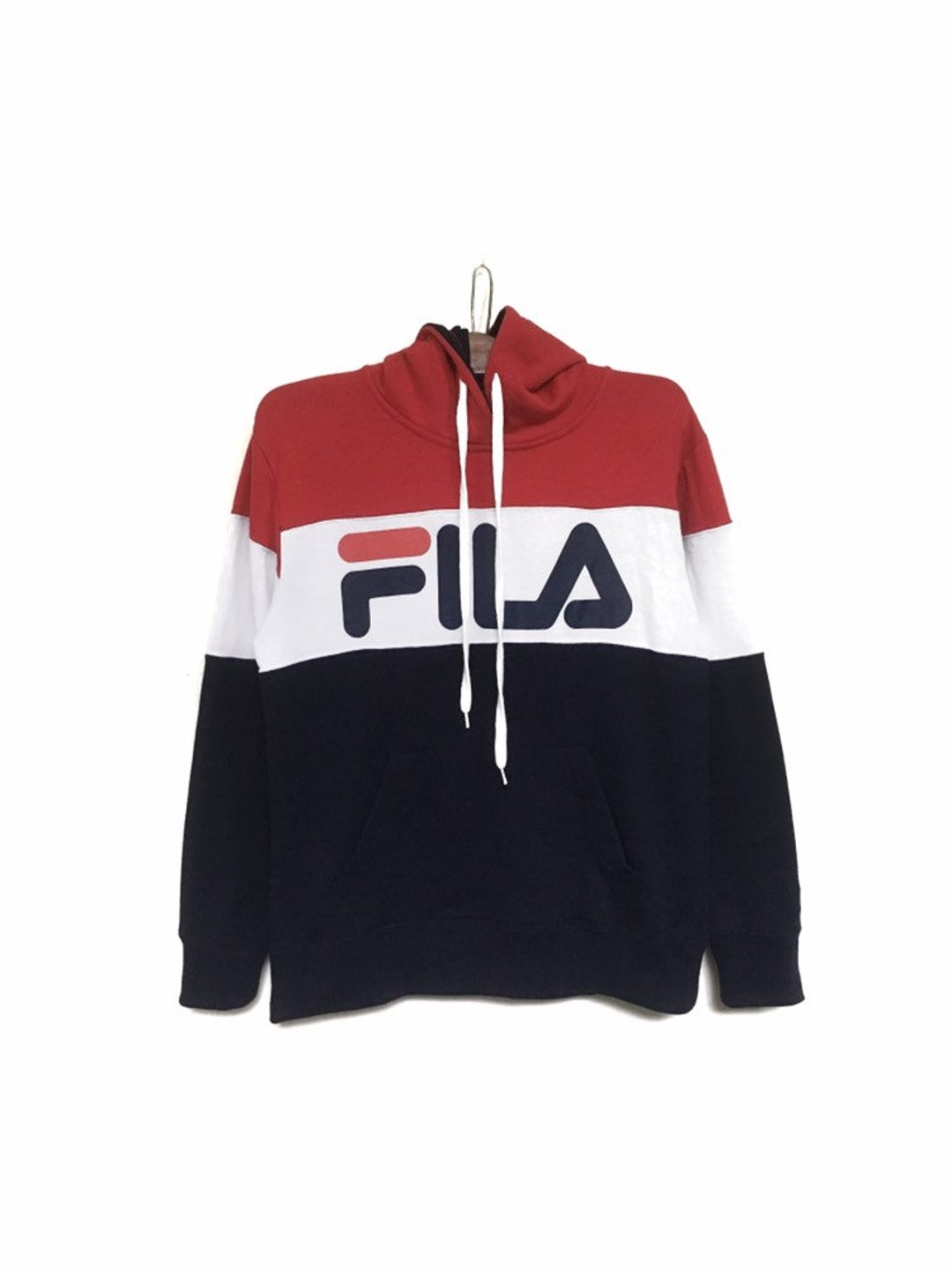 Rare! Fila Big Logo Colourblock Hoodies Sweatshirt Pullover