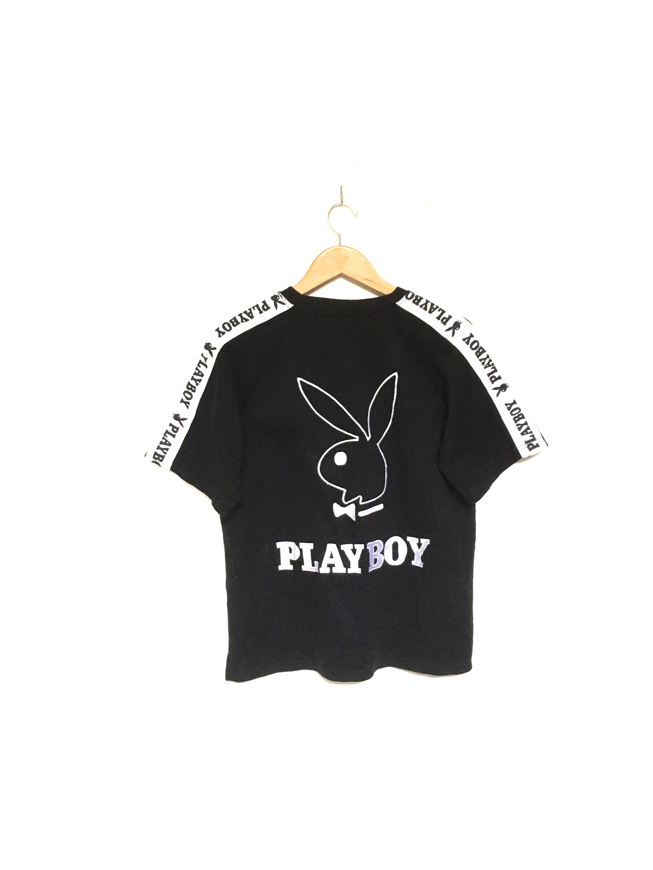 Rare! Playboy Big Logo Embroidery Spellout Vintage 90s Tee T Shirt