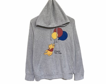 Rare! Winnie The Pooh Cartoon Disney Mickey Mouse Big Logo Spellout Hoodies Sweatshirt Jumper Pullover Jacket Style Fashion Designer/ Size M
