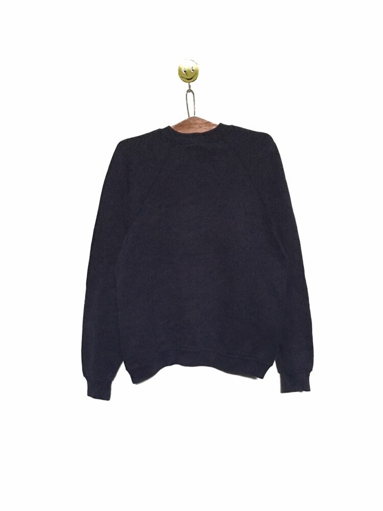 Sweat Vintage LEE USA Années 80 - Col Ras Du Cou - Bleu - Taille L