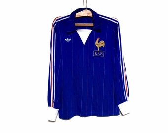 Vintage seltene 80er Jahre Adidas Frankreich Trikot Deadstock Zustand Fußball Frankreich Made In France / Größe Medium