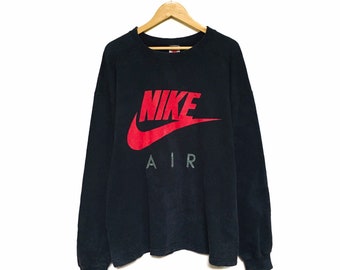 Rare! Nike Air Swoosh 90s Big Logo Embroidery Spellout Crewneck Sweatshirt Jumper Pullover Sweter Vintage Sportswear Streetwear/ Size Medium