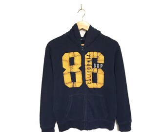 Rare! GAP 86 Big Logo Embroidery Spellout Hoodies Sweatshirt Pullover Sweater Jacket Vintage Zipper / Size Medium