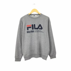 Rare! Fila Big Logo Embroidery Sweatshirt  Crewneck Pullover Spellout Sportswear Streetwear Casual Fila Bj Bjorn Borg Fashion / Size Large