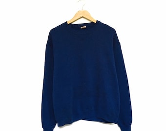 Rare! Russell Sportswear Plain Vintage 90s Crewneck Sweatshirt Jumper Pullover Sweater Style Fashion Designer Made In USA / Size Large