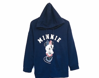 Rare! Minnie Mouse 28 Cartoon Disney Mickey Mouse Big Logo Crewneck Sweatshirt Hoodies Jumper Pullover Spellout Style Fashion / Size Large