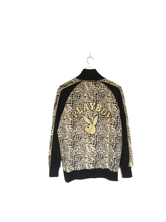 Rare! Playboy Leapord Big Logo Embroidery Full Zipper
