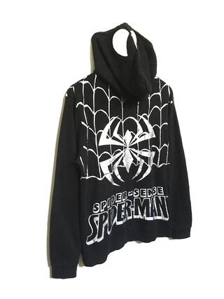 Felpa Con Cappuccio Uomo SPIDER-MAN Game Logo, Colore Nero/grigio, Vestibilità Regular, Maniche Standard, Materiali Resistenti. Prodotto Ufficiale Marvel, Esclusiva EMP.