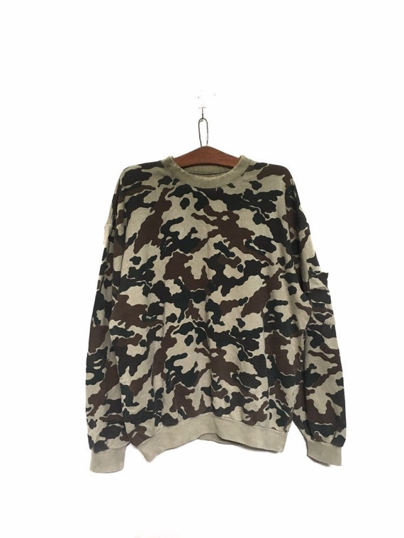 Rare Vintage Camo Camouflage Army Military Designer Crewneck Sweatshirt Jumper Pullover Spellout Style Fashion Size Large Etsy