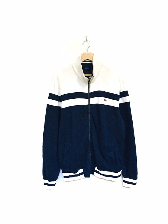 Extrano Tommy Hilfiger pequeno logotipo Vintage 90s bordado sueter sudadera sudadera sudaderas con capucha Spellout cremallera completa tamano grande Etsy Mexico