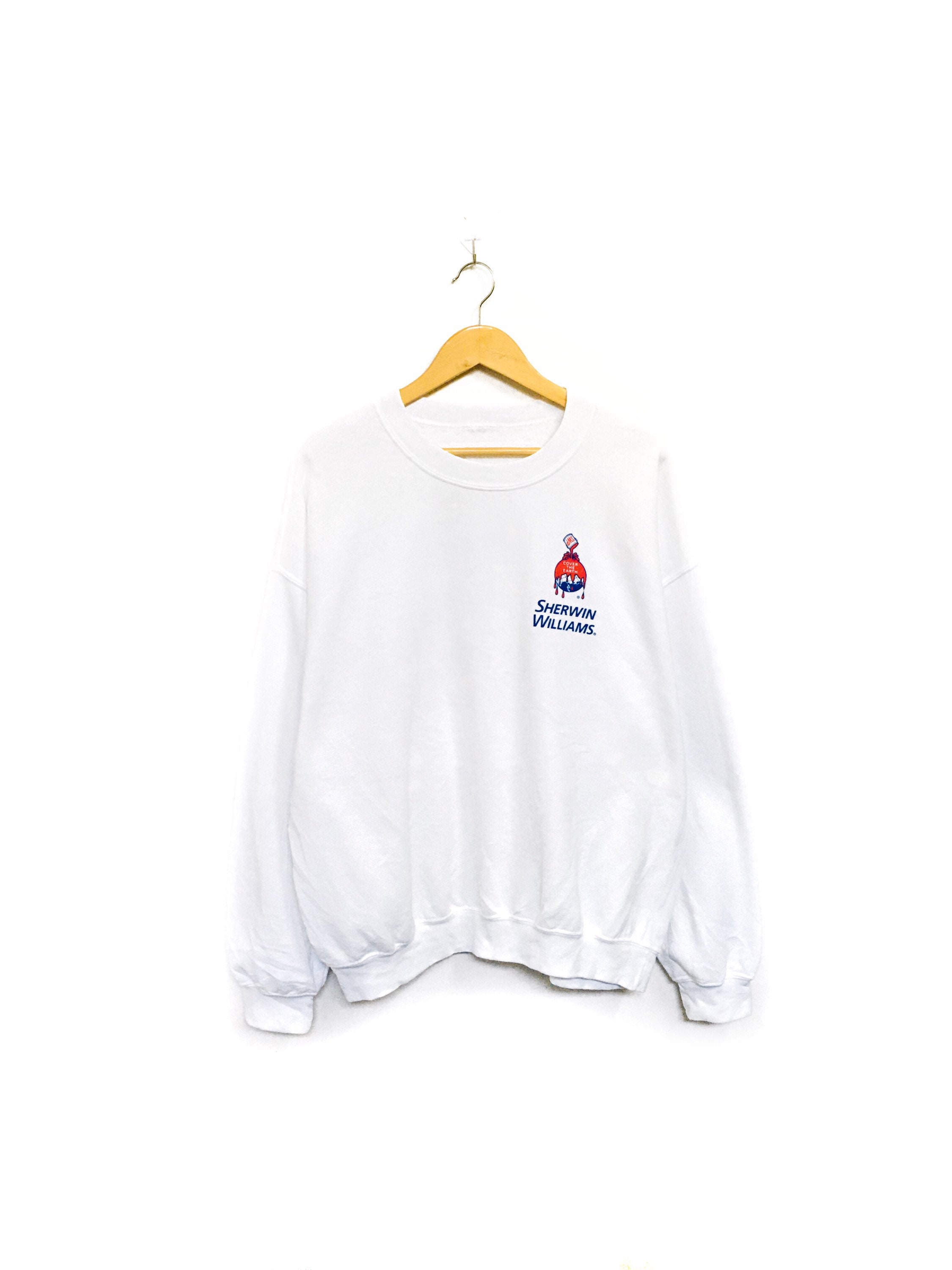 Rare Sherwin Williams Cover The Earth Big Logo Embroidery Spellout Crewneck Sweatshirt Jumper Sweater Pullover Size X Large
