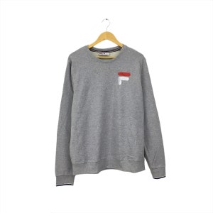 Rare! Fila Big Logo Embroidery Sweatshirt  Crewneck Pullover Spellout Sportswear Streetwear Casual Fila Bj Bjorn Borg Fashion / Size Large
