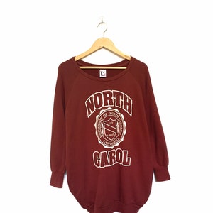 Rare! University Of North Carolina Canvas Hill Drastic Slimming Big Logo Spellout Vintage Crewneck Sweatshirt Jumper Pullover/ Size XXLarge